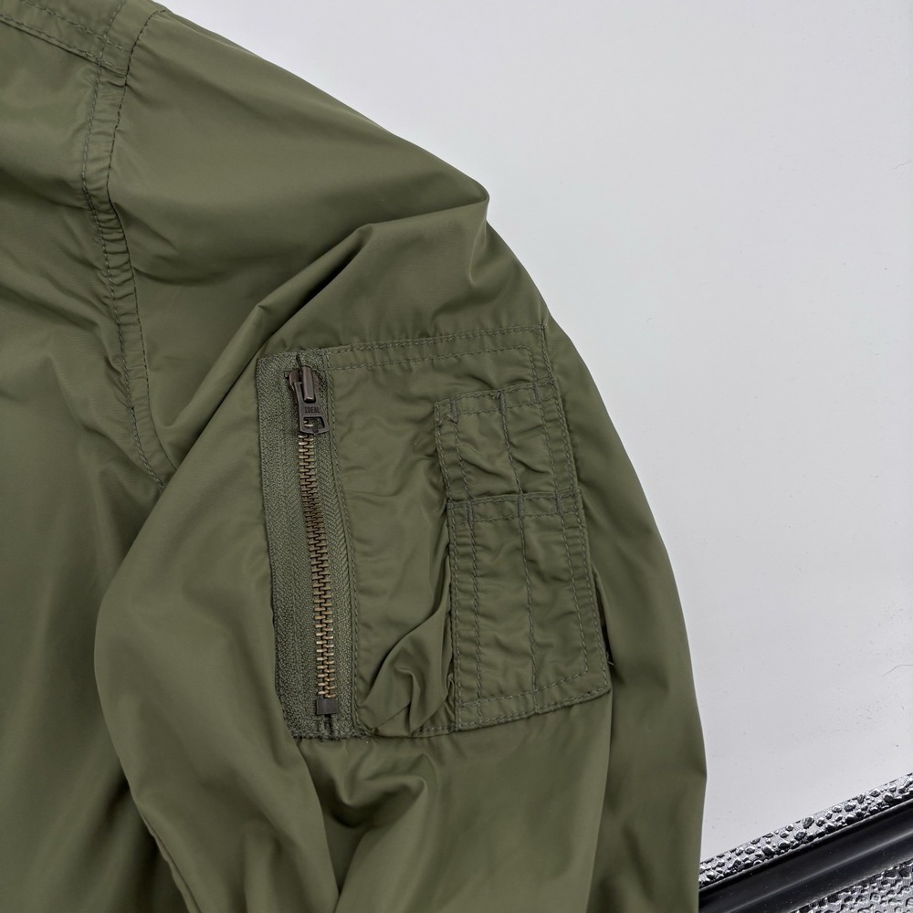 Gap Lightweight Bomber Jacket Army Green Y2K Aviator Nylon Flight Zips Mens L - Picture 3 of 15
